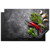HERDABDECKPLATTE Pfeffer - Kräuter - Gewürze - Beton 81x52 cm - Rot, Kunststoff (81/0.2/52cm) - MuchoWow