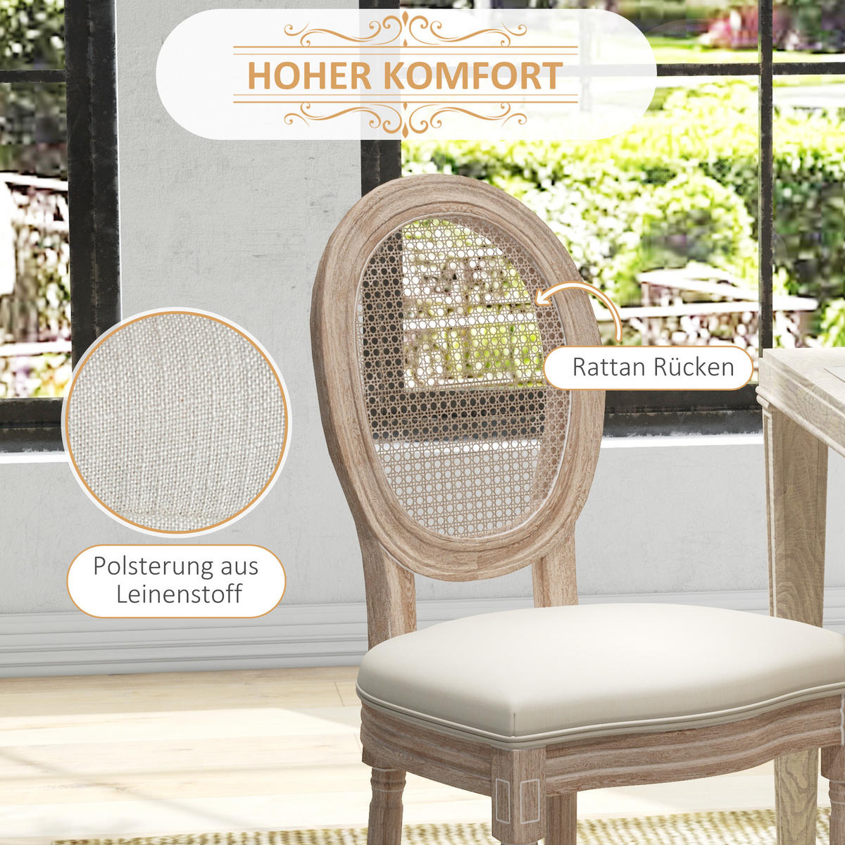 ESSZIMMERSTÜHLE, Polyester, Cremeweiß - Creme, Kunststoff (48/96/57cm) - HOMCOM
