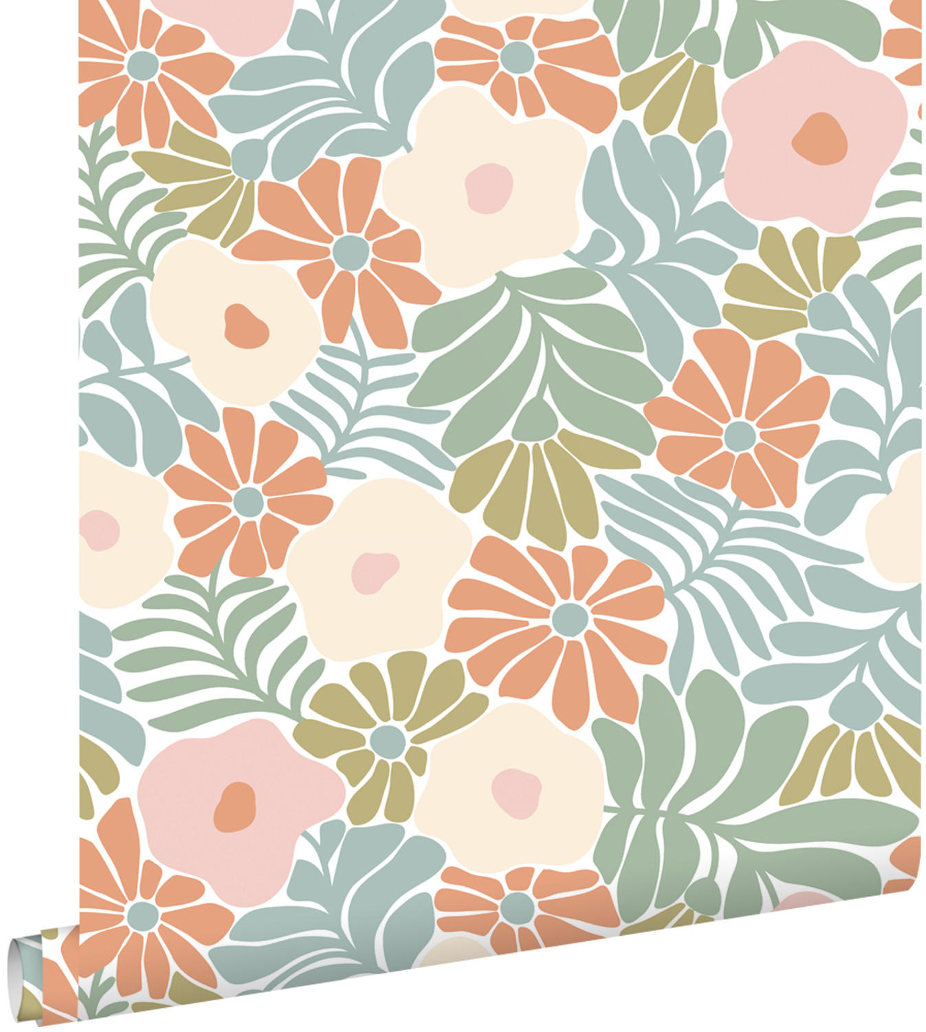 TAPETE Blumen im Matisse-Stil 53 cm x 10.05 m - Blau, Papier (53/1000cm) - ESTAhome