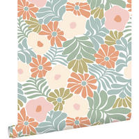 TAPETE Blumen im Matisse-Stil 53 cm x 10.05 m - Blau, Papier (53/1000cm) - ESTAhome