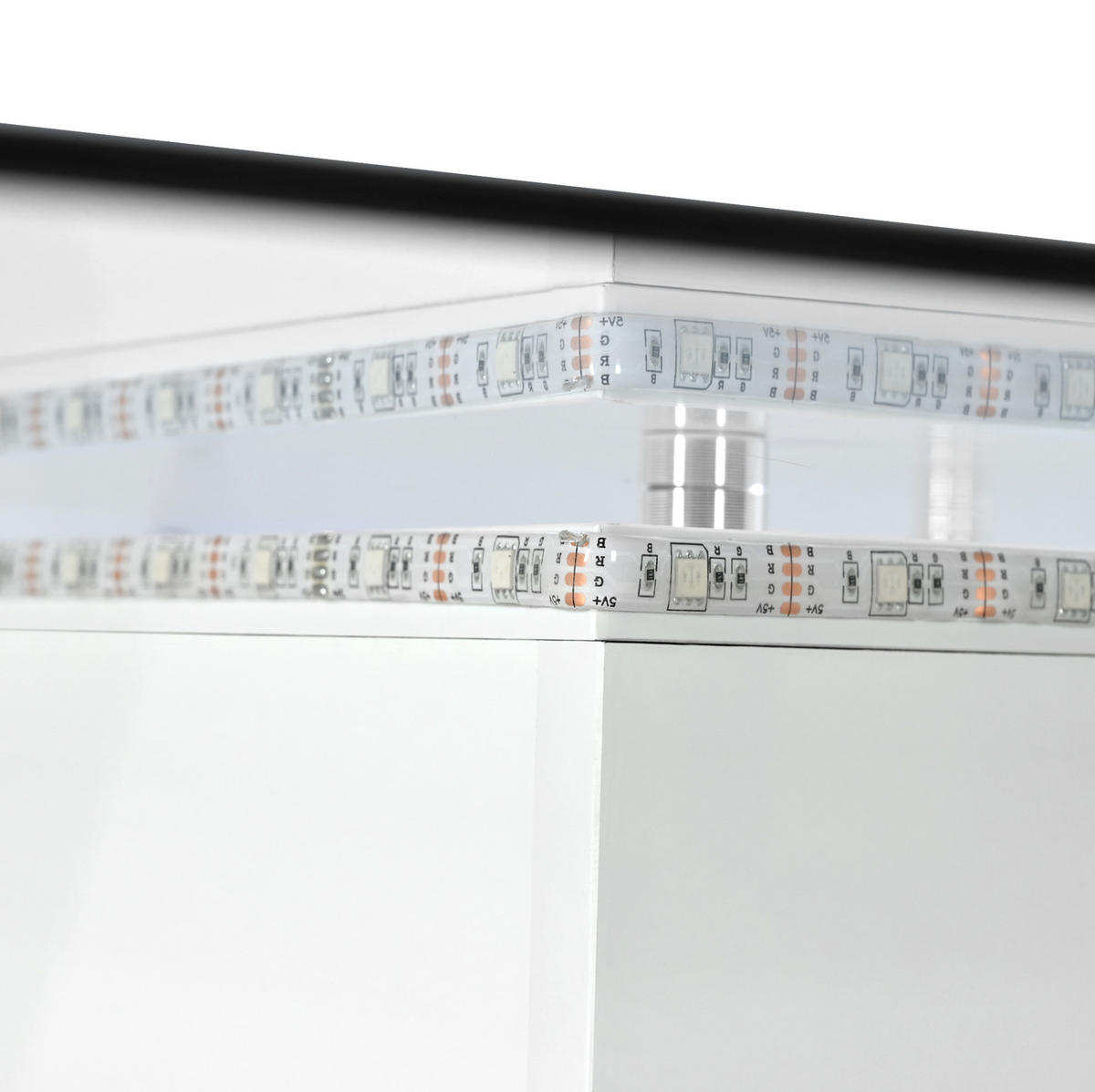 COUCHTISCH aus Glas 80x40x80 cm in Weiß mit LED-Beleuchtung - Weiß, Holzwerkstoff (80/80/40cm) - Modfu