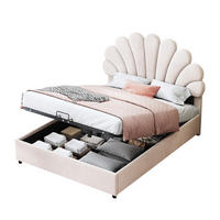 POLSTERBETT 140/200 cm beige aus Samt mit Stauraum und Lattenrost - Beige, Textil (140/200cm) - OKWISH