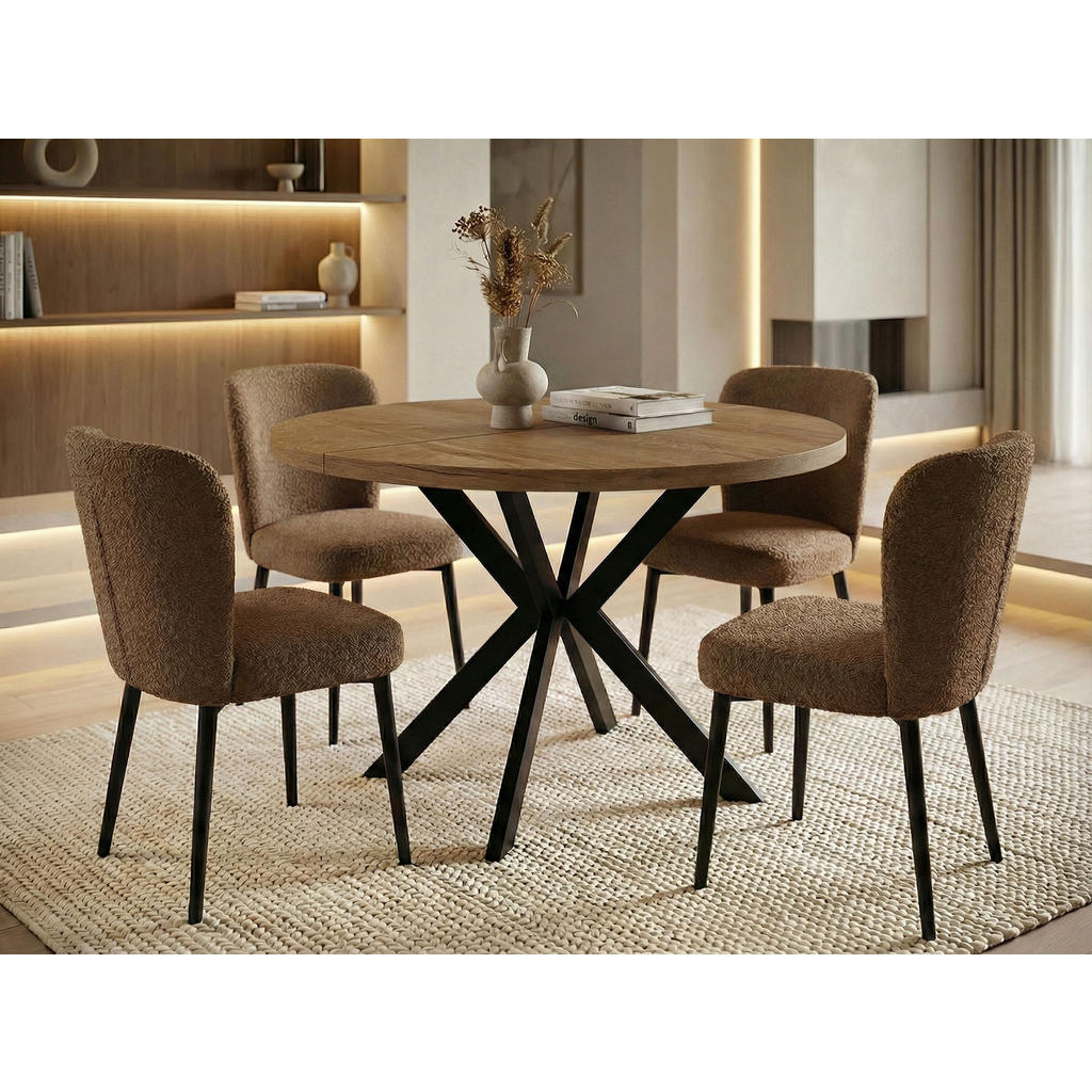 Thumbnail - WFL Group Esstisch, Alteiche, Holzwerkstoff, 8-Sitzer, Rund,Rund, 100x76x100 cm, Esszimmer, Tische, Esstische