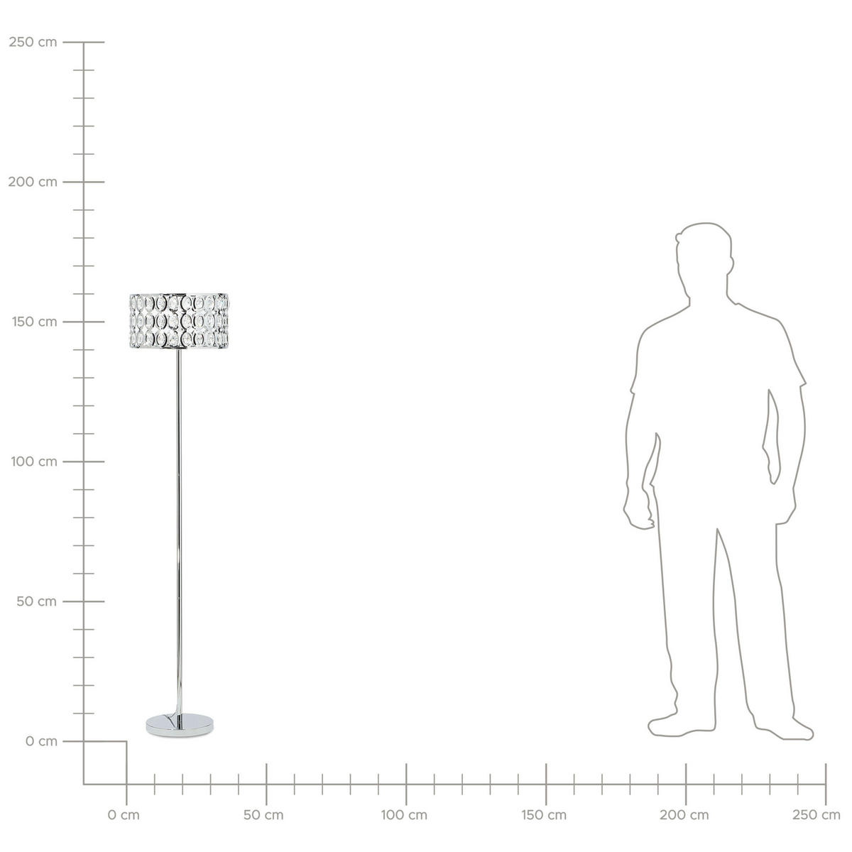 STEHLAMPE Tenna 35/35/160 cm - Silberfarben, Metall (35/35/160cm) - Beliani
