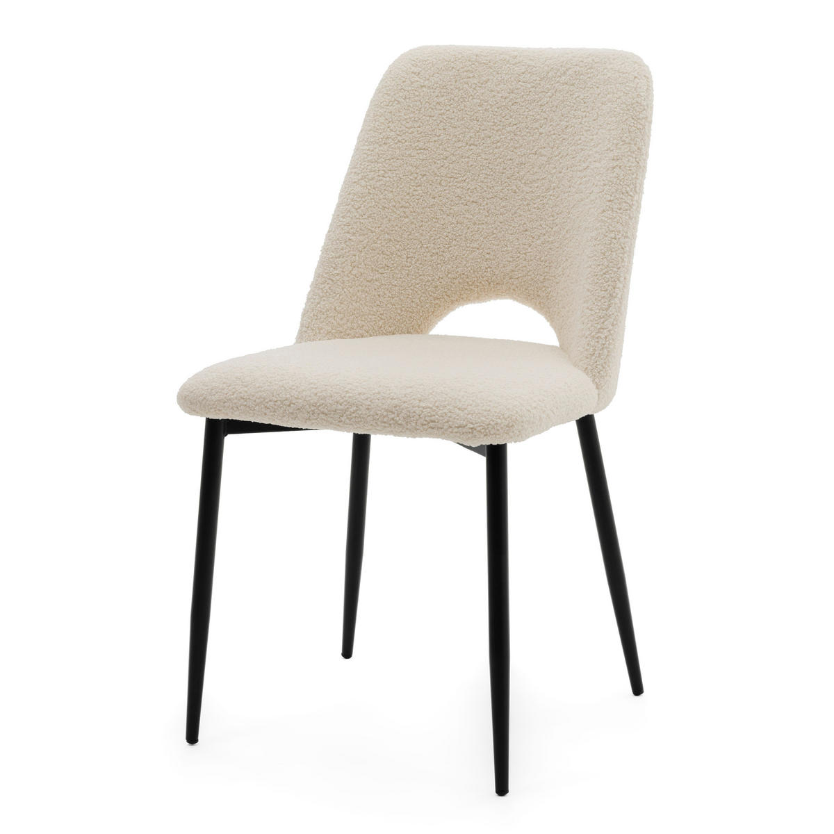STUHL ORO gepolsterter mit Steppung - hellbeige - Boucle - Ecru/Schwarz, Textil/Metall (47/91/55cm) - NEW HOME