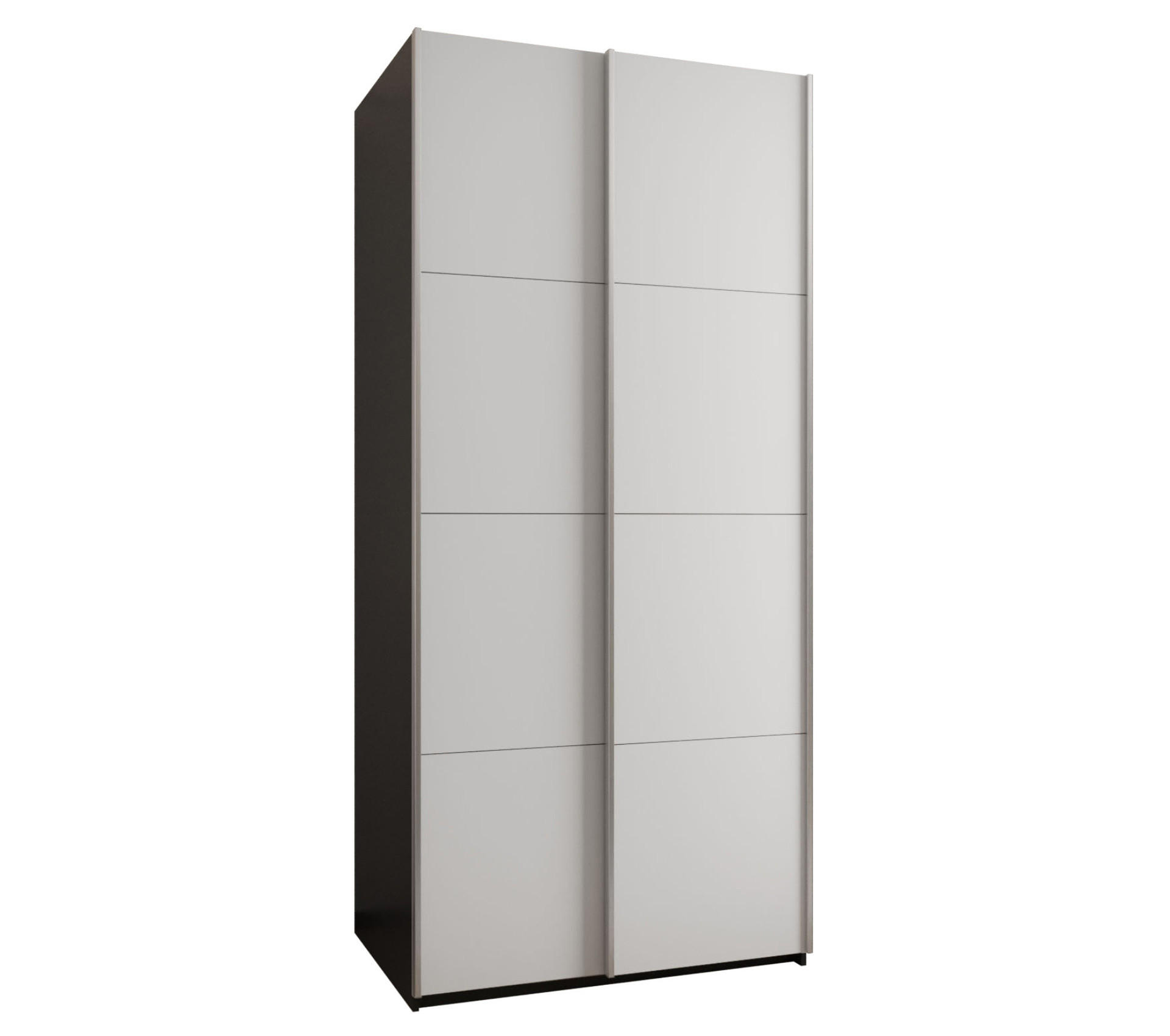 Abiks Möbel Schwebetürenschrank Schwarz, Weiß, Silber 110x245x64 cm