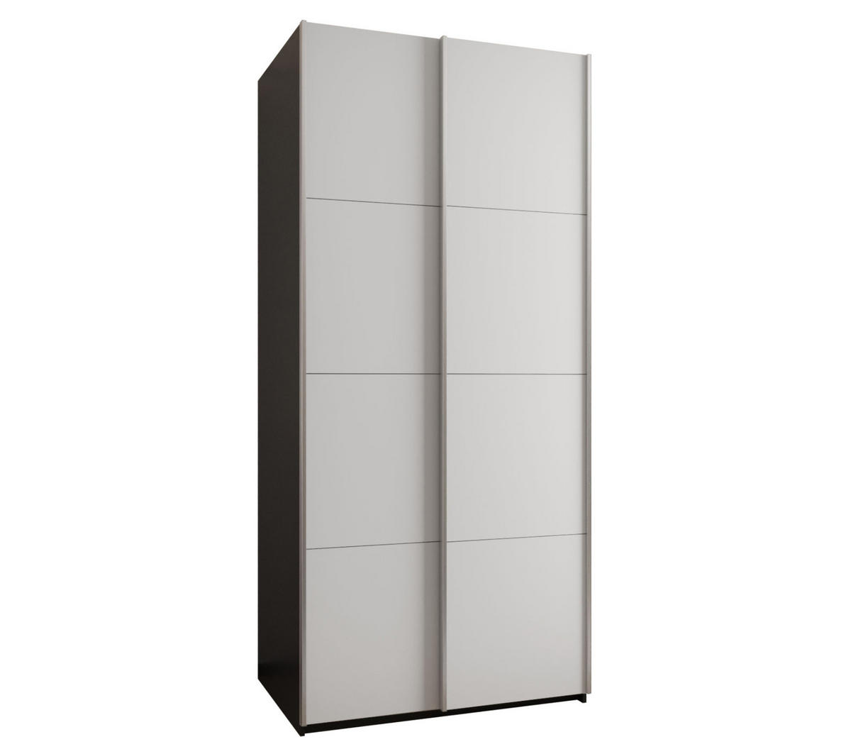 SCHWEBETÜRENSCHRANK 245,5/110/64 2-türig - Silberfarben/Schwarz, Holz/Metall (110/245/64cm) - Abiks Möbel