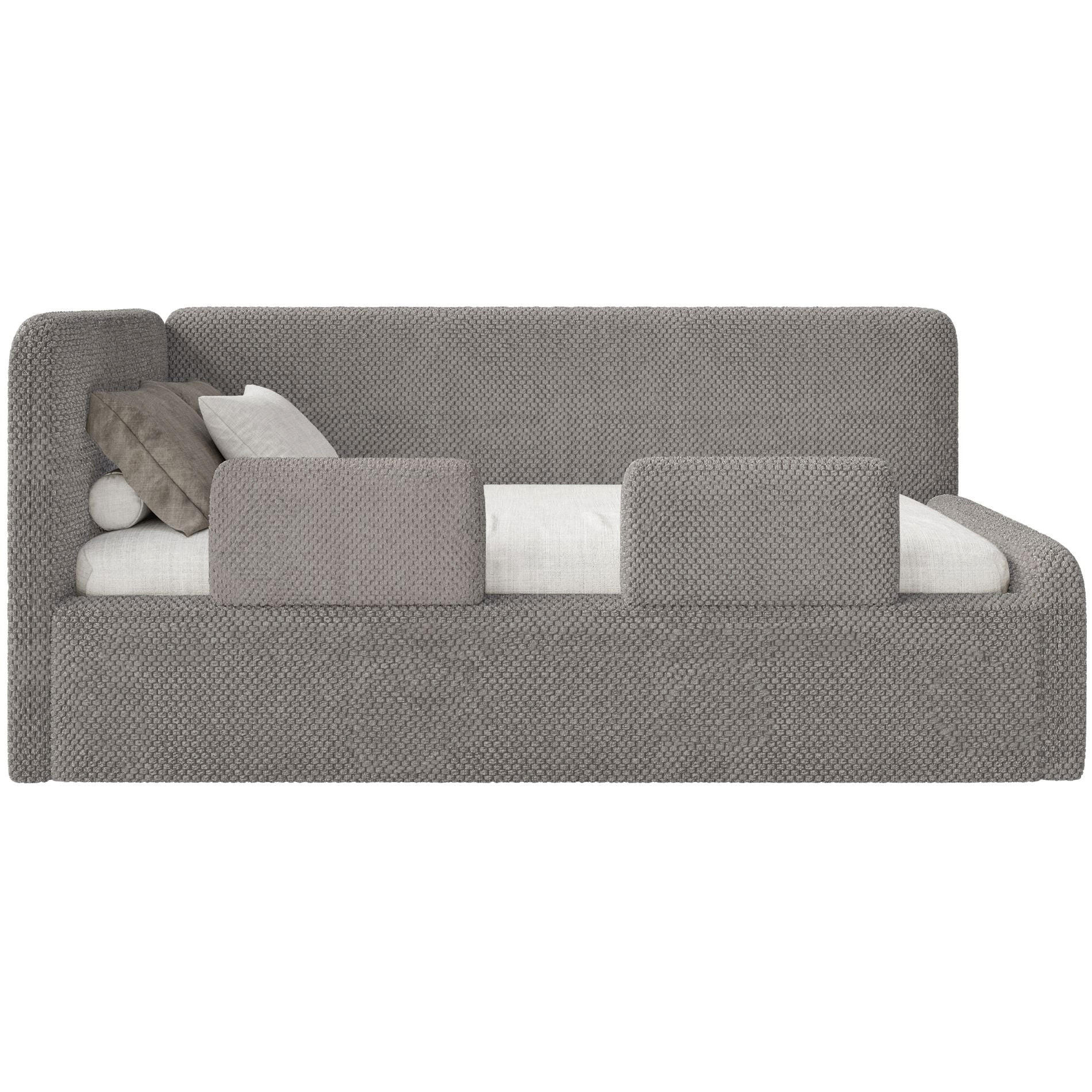 KINDERBETT Fanko Plüsch Taupe 90x200 cm - Graubraun/Schwarz, Kunststoff/Textil (90/200cm) - Selsey
