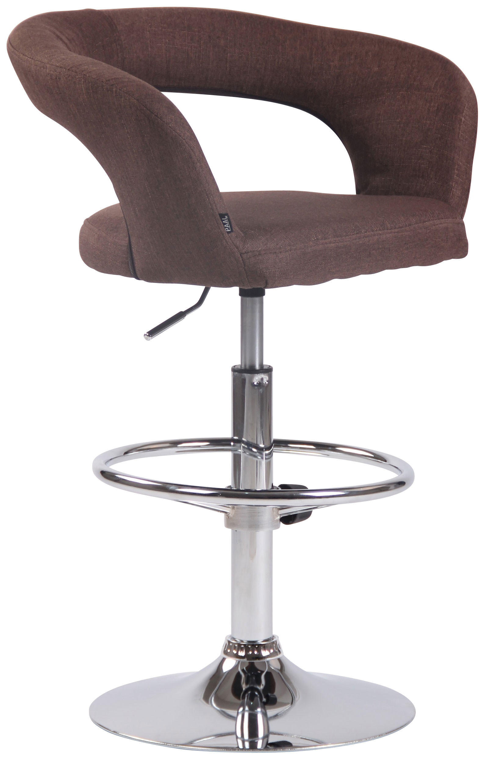 BARHOCKER Stoff braun - Chromfarben/Braun, Textil/Metall (58/82/47cm) - CLP