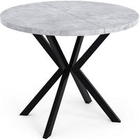 ESSTISCH Valeo runder ausziehbarer, Grauer Beton 100-180/100/76 cm - Hellgrau/Schwarz, Holzwerkstoff/Metall (100/100/76cm) - WFL GROUP