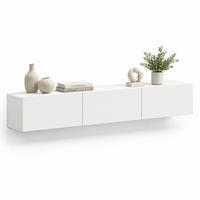 TV-LOWBOARD aus Spanplatte 180x31x30 cm Weiß zur Wandmontage mit 3 Klappfächern und Soft-Close - Weiß, Holzwerkstoff (180/29.8/31.5cm) - IVMEU