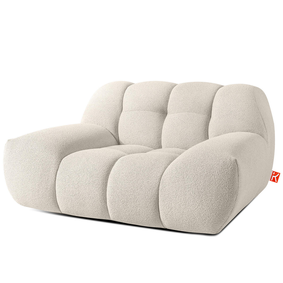 SESSEL VENA mit Pouf Bouclé, Weiß - Weiß, Holz/Textil (65/38/65cm) - KONSIMO®