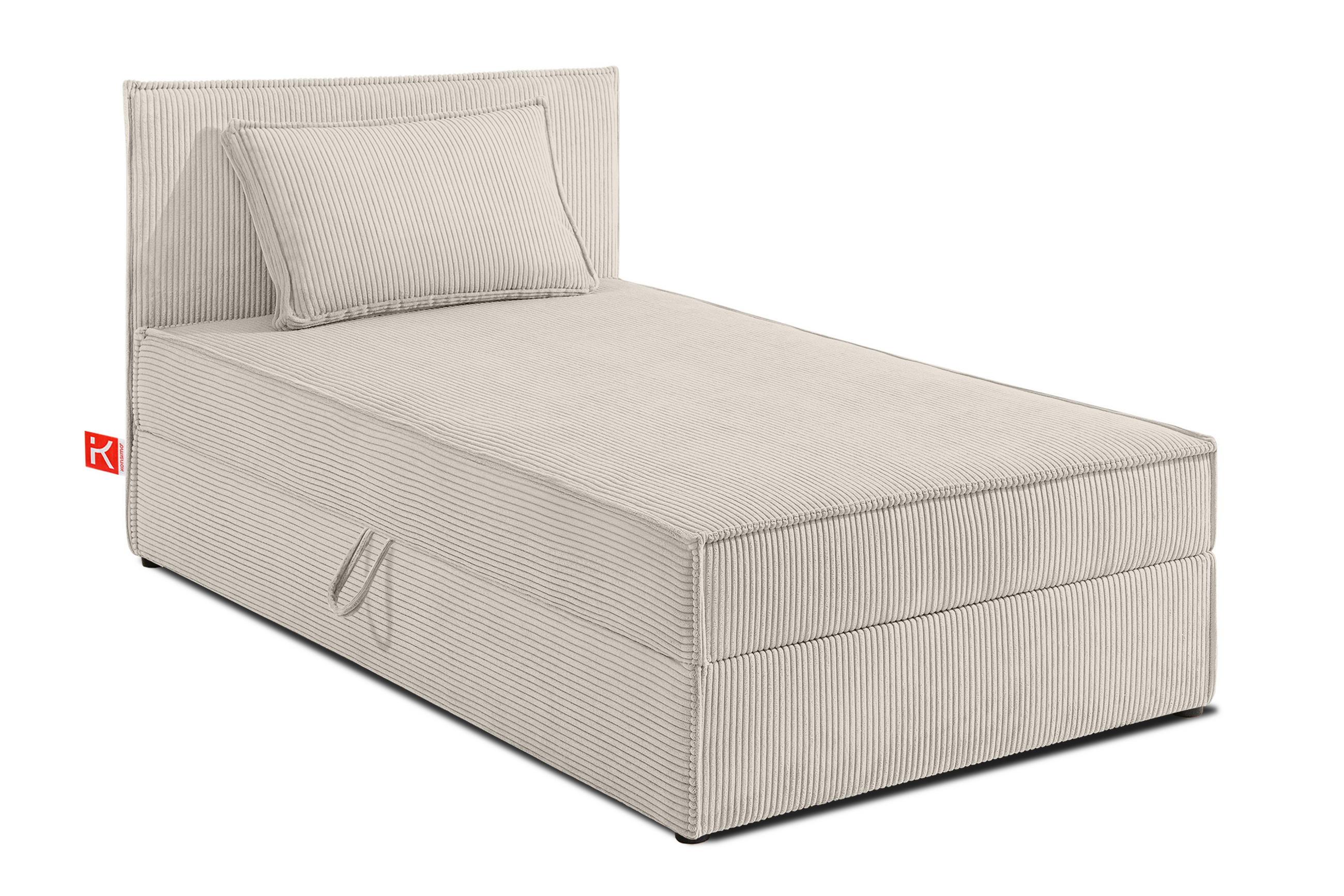 BOXSPRINGBETT ROTI Einzelbett, cremefarben - Creme/Schwarz, Holz/Holzwerkstoff (80/200cm) - KONSIMO®