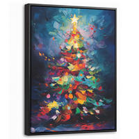 LEINWAND Bilder mit Rahmen - Weihnachtsbaum - Weihnachten - Abstrakt - Farbenfroh - 30x40 - Multicolor, Textil (30/40cm) - MuchoWow