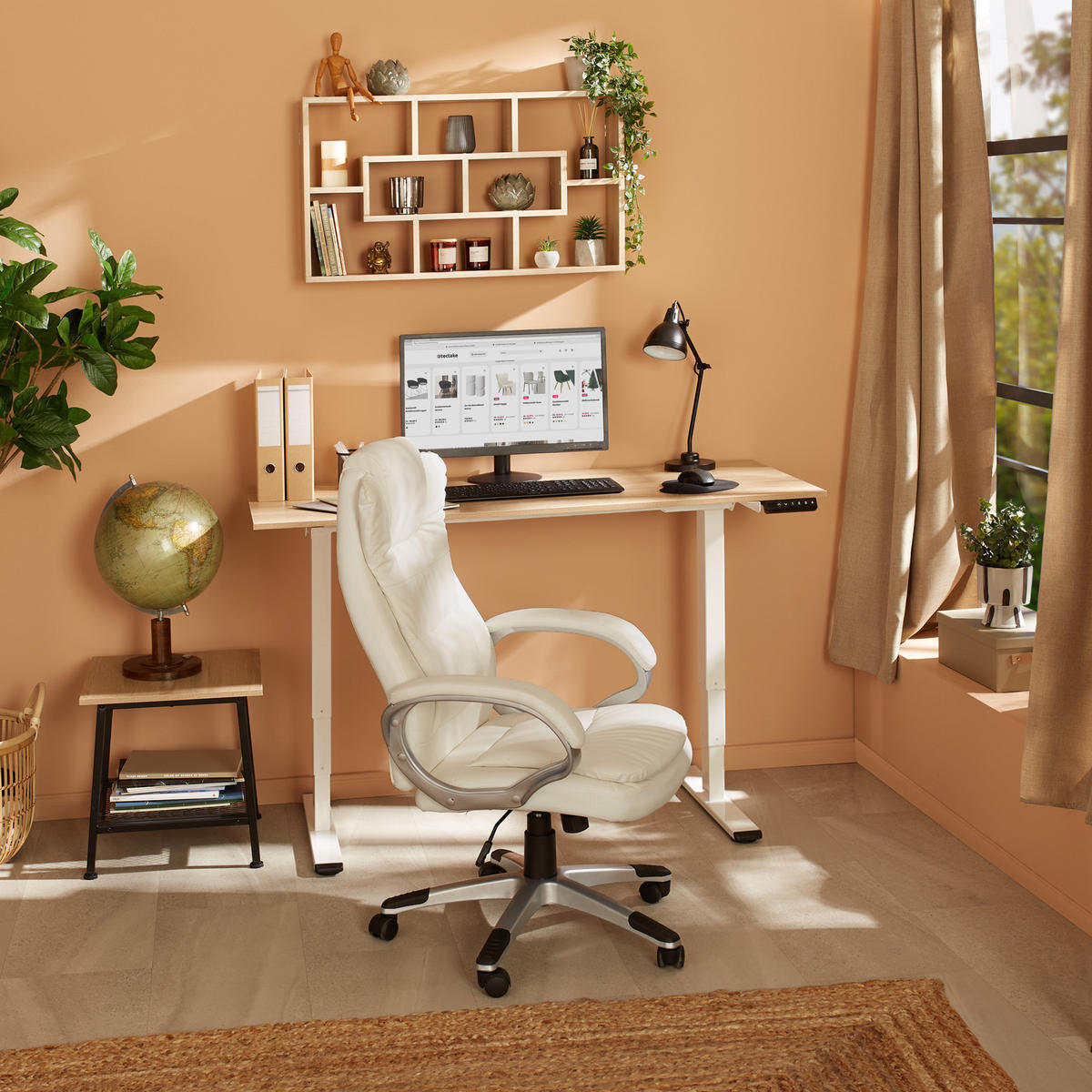 TISCHGESTELL Twain,110 - 168 x 60 x 60 - 125 cm,weiß - Weiß, Textil (60/168/125cm) - tectake