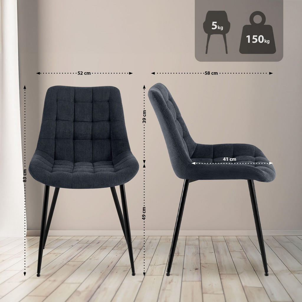 Thumbnail - CLP Esszimmerstuhl, Schwarz, Textil, 52x83x58 cm, Esszimmer, Stühle, Esszimmerstühle, Vierfußstühle