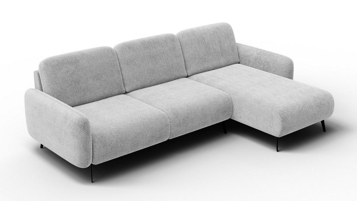 ECKSOFA FEBE 4-Sitzer rechts, hellgrau - Hellgrau/Schwarz, Holz/Textil (264/157cm) - Courtois Laville
