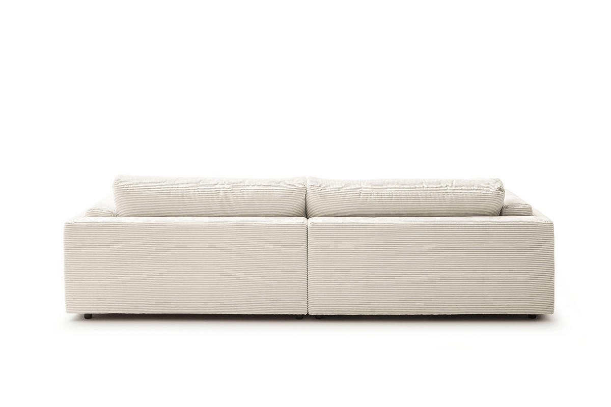 BIG SOFA RAINA Cremeweiß Cord - Creme/Schwarz, Kunststoff/Textil (294/85/150cm) - KAWOLA
