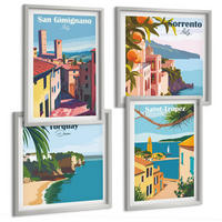 BILDER SET 4er Set - 50x50 cm & 40x60 cm Silberner Rahmen - Italienische Küstenstädte - Silberfarben, Kunststoff (50/50cm) - TULUP