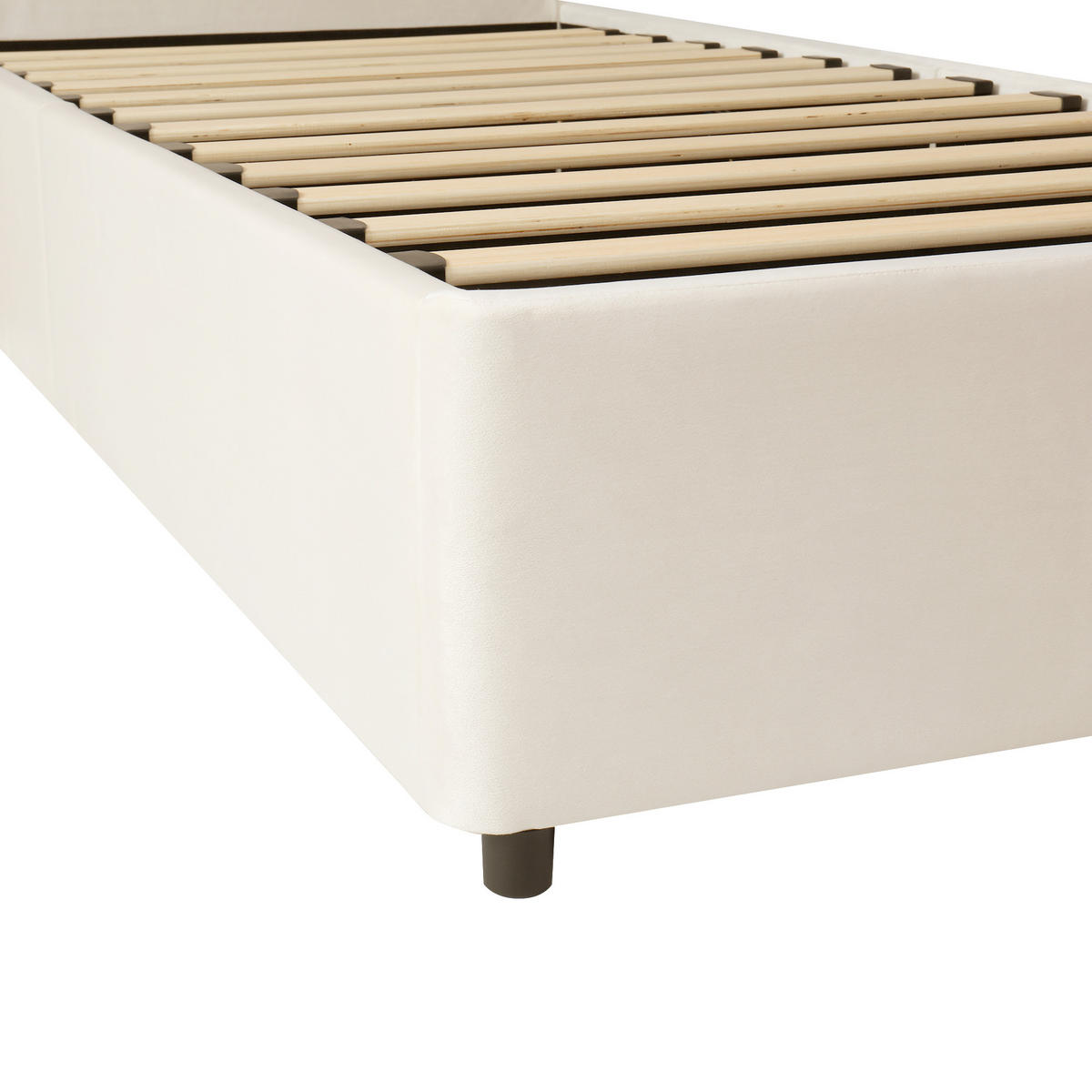 STAURRAUMBETT 90/190 cm DE-03037, mit Hydraulik und abgerundeten Ecken, in Beige - Beige, Holzwerkstoff/Metall (90/190cm) - ComfortXL