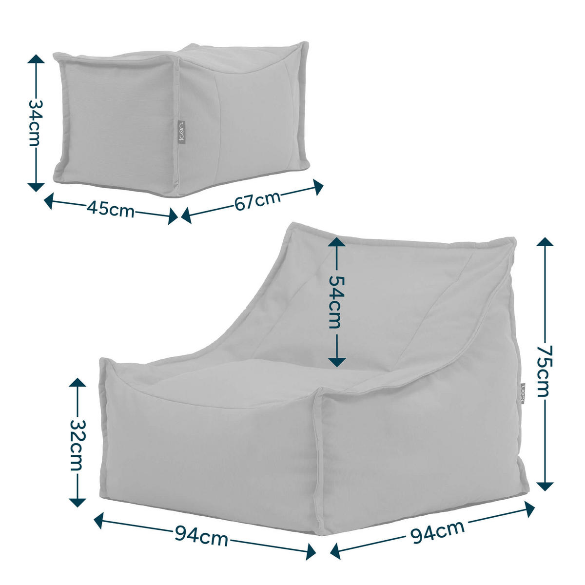 SITZSACK Outdoor-Sessel Alto + Hocker - Blau, Textil (94/75/94cm) - icon