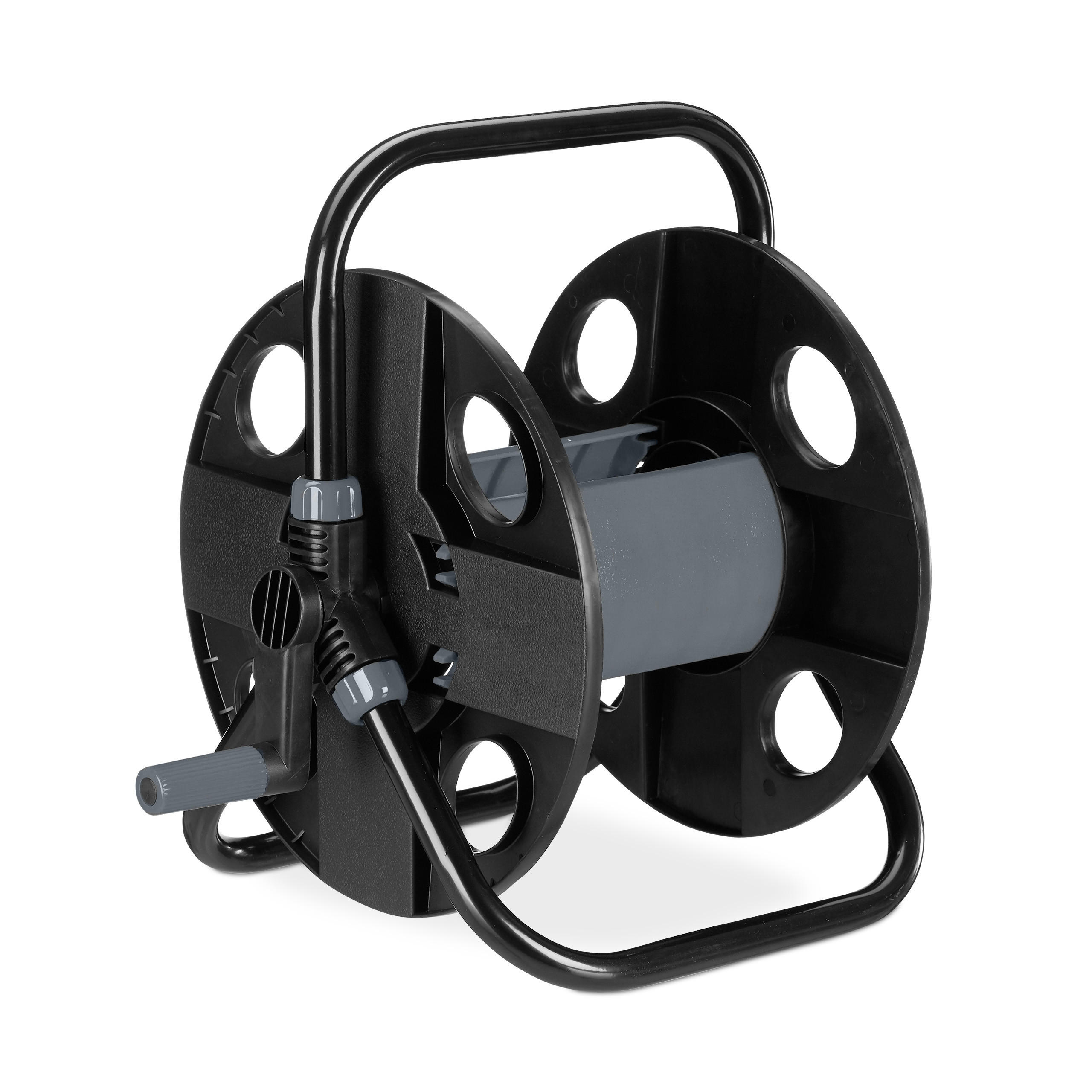 SCHLAUCHTROMMEL - Schwarz, Kunststoff/Metall (42/38/31cm) - Relaxdays