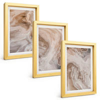 BILDER SET 3er Set - 20x30 cm Goldrahmen - abstrakte Marmortexturen - Goldfarben, Kunststoff (20/30cm) - TULUP