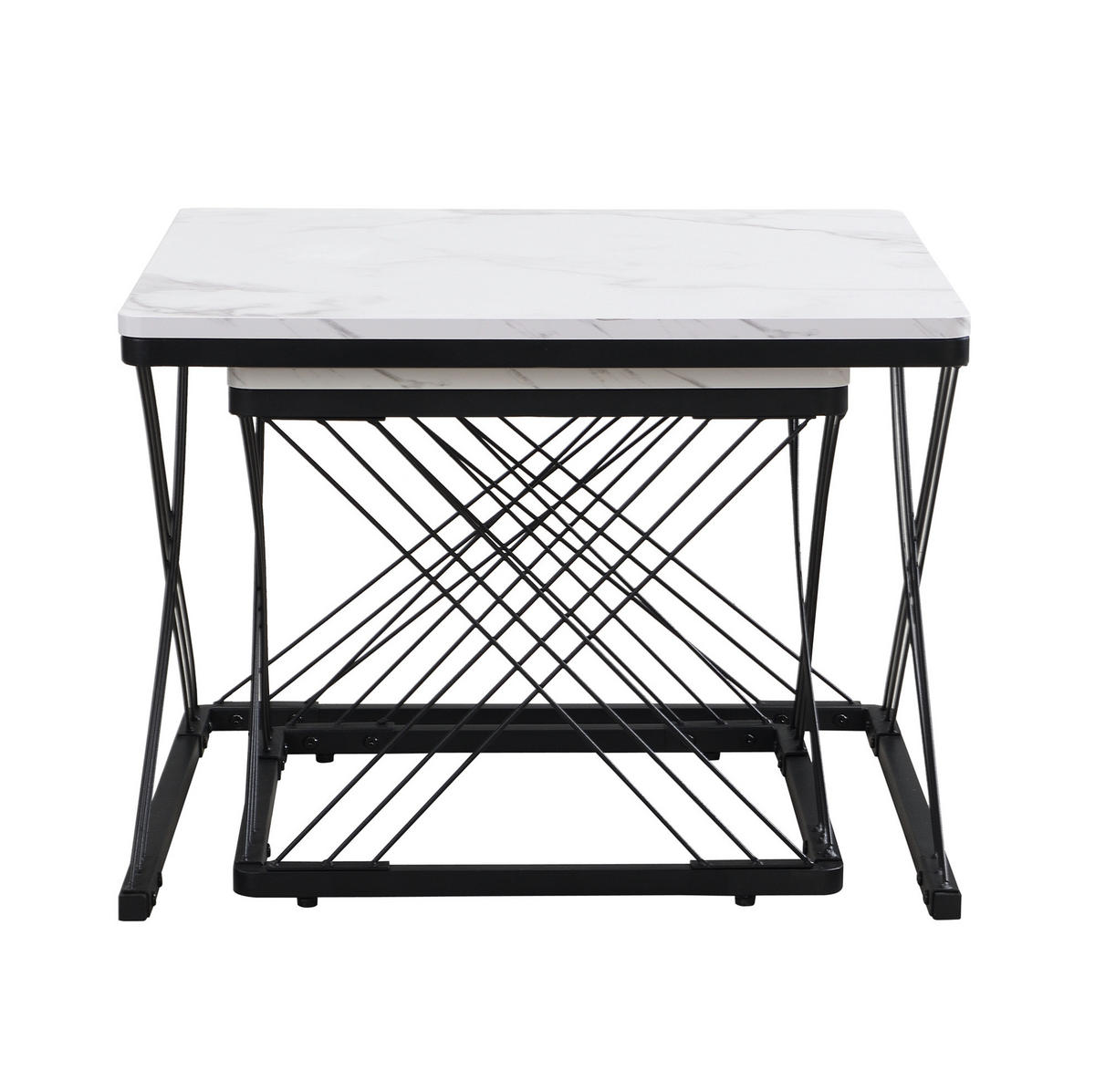 COUCHTISCH 2er-Set quadratisch 60x60 & 45x45 cm MDF Black White - Schwarz, Metall (60/60/45cm) - Meubliv