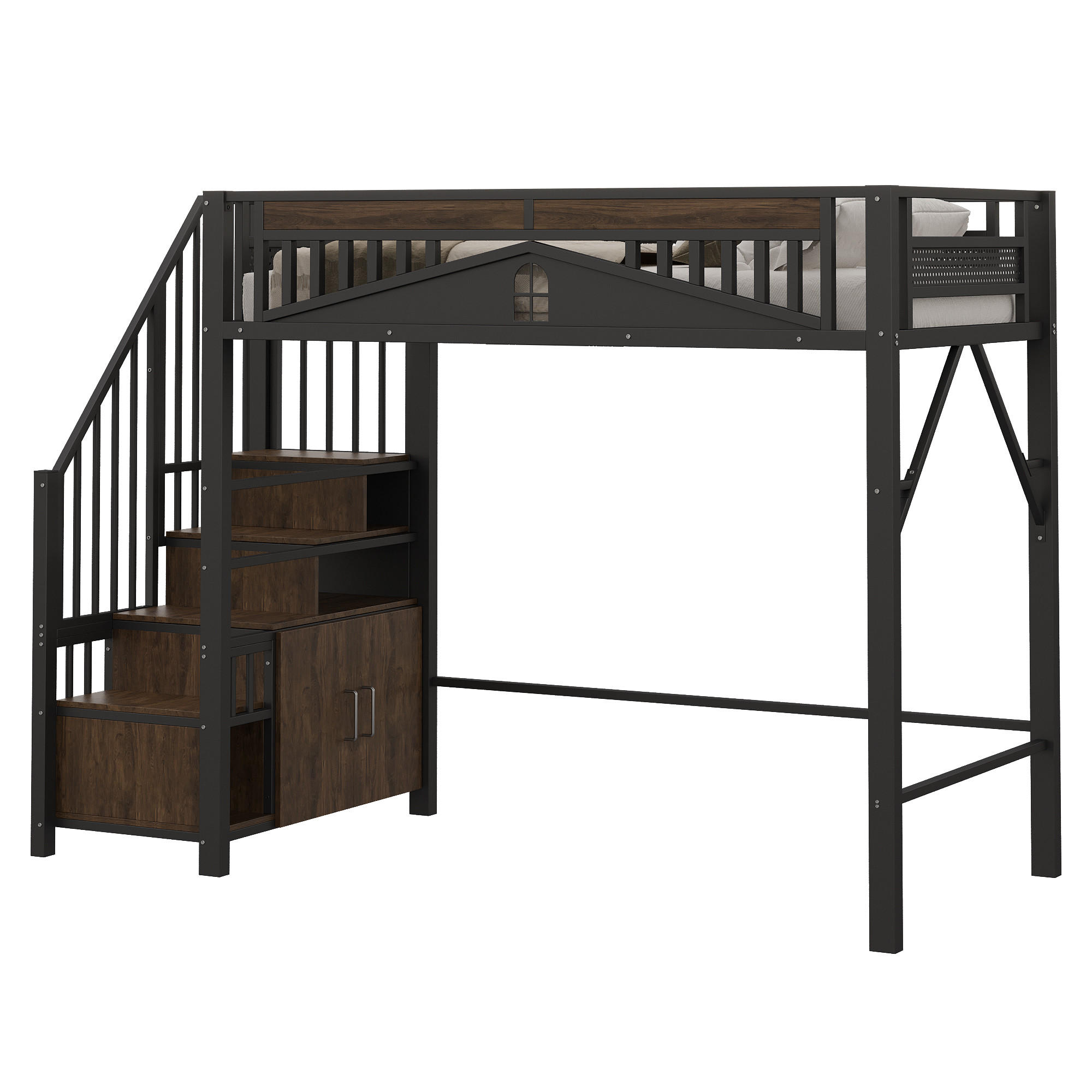 HOCHBETT 90/200 cm Schwarz mit Sicherheitsgehäuse und Stauraum - Schwarz, Metall (90/200cm) - OKWISH