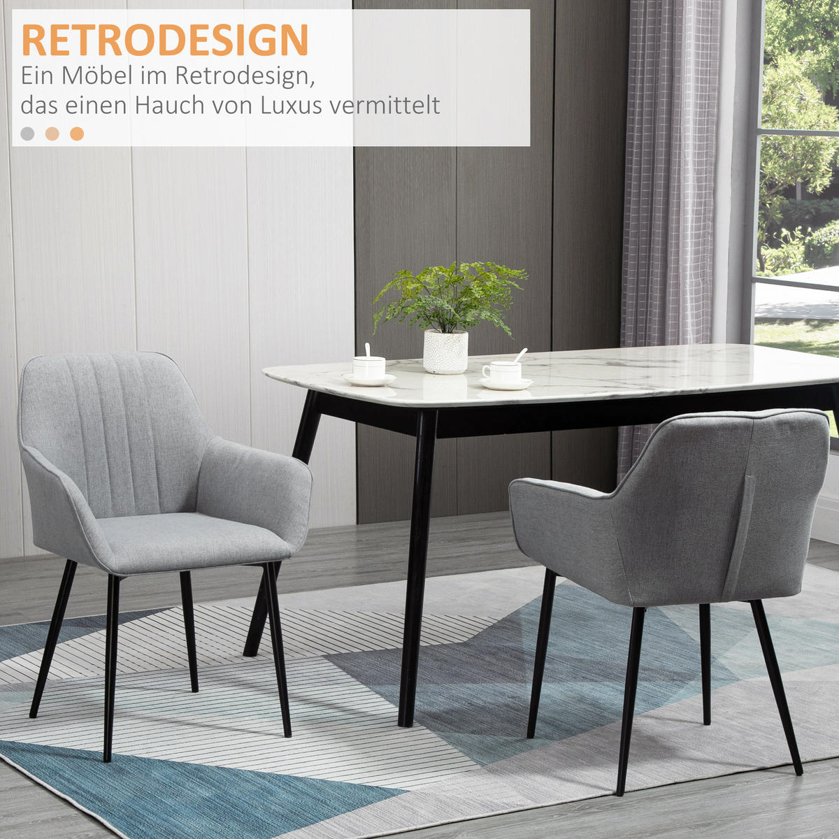 2ER Set Esszimmerstühle Essstühle Polsterstuhl mit Rückenlehnen Hellgrau - Hellgrau, Textil (56.5/81/59.5cm) - HOMCOM