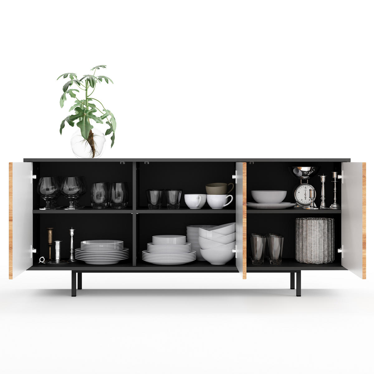 SIDEBOARD Akia Eiche Wotan 66/154/40 cm - Eiche Wotan, Holzwerkstoff (154/66/40cm) - SIMPLYFURN