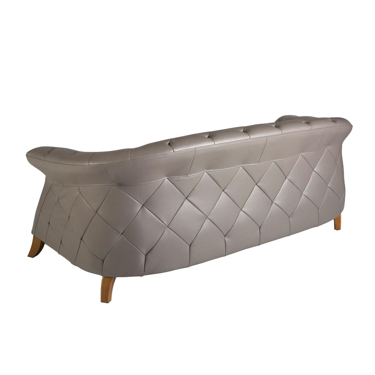 CHESTERFIELD-SOFA Chester Sofa 2 Sitzer grau Leder 207/104/82 cm - Grau/Honig, Leder (207/82/104cm) - ANGEL CERDA