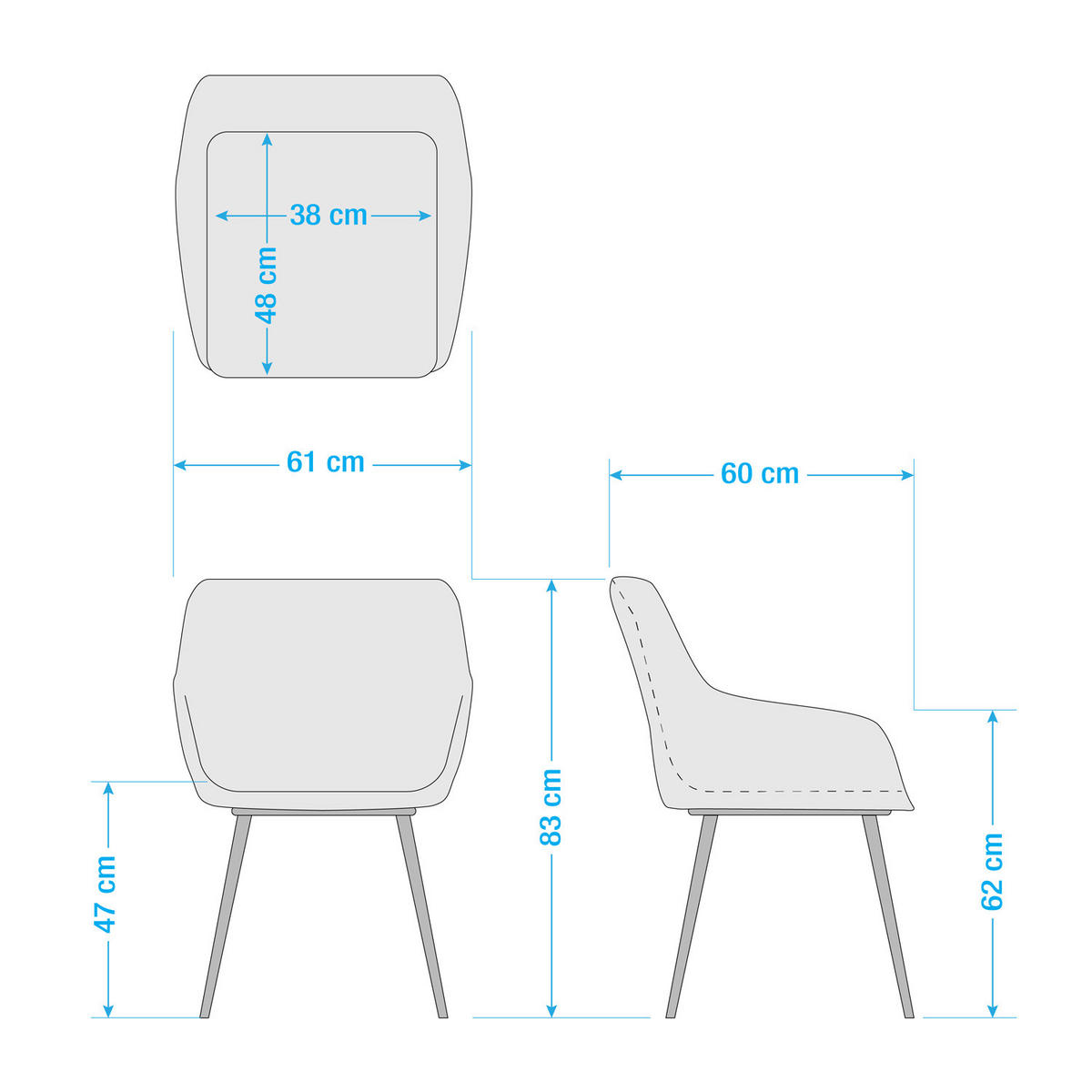 ARMLEHNENSTUHL - Eiche massiv - Cognac, Textil (61/83/60cm) - home24