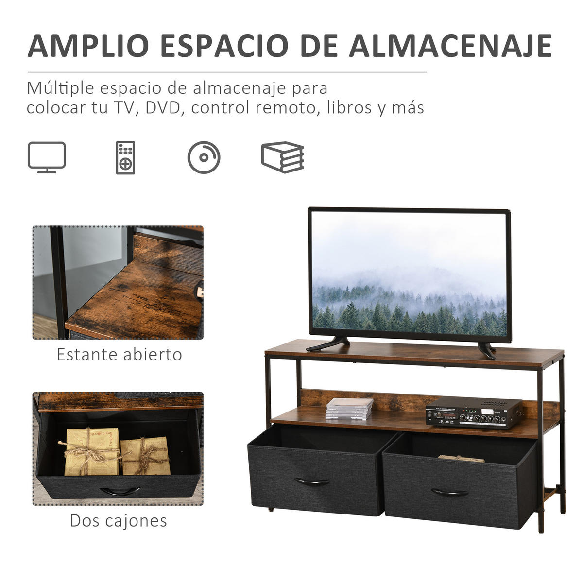 TV-MÖBEL Braun 1 Stück - Braun, Holzwerkstoff (98/56/29cm) - GiPP