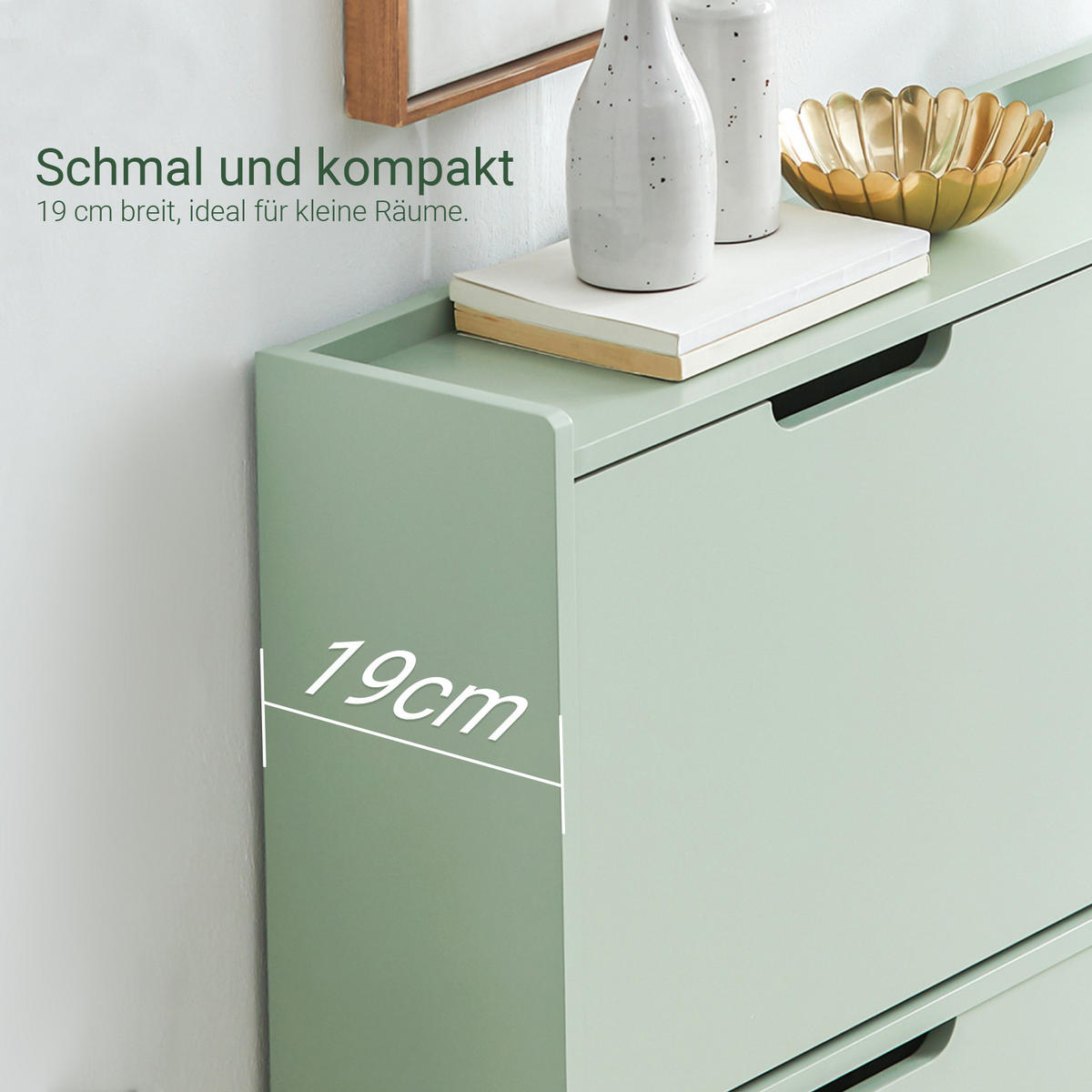 SCHUHSCHRANK Grün - Grün, Holzwerkstoff/Metall (100/91/19cm) - SoBuy