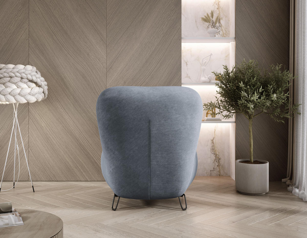 SESSEL LUIS, Skandinavischer Stil – Freistehend, 82×56×82 cm, GRAU - Schwarz/Grau, Holz/Textil (82/82/66cm) - DomoHome