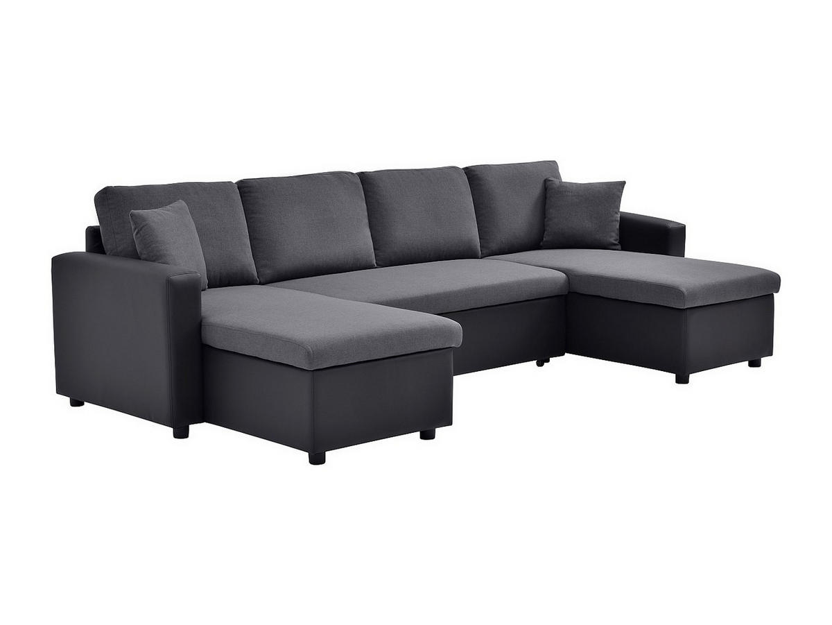 SCHLAFSOFA - 5 Personen - stoff - schwarz, anthrazitgrau Gazur - Schwarz, Textil (288/85/146cm) - Vente-Unique