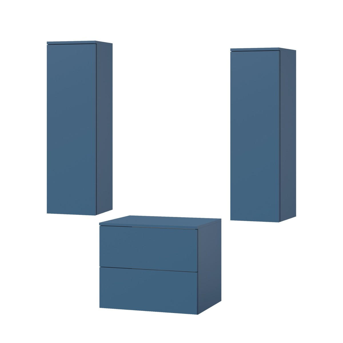 BADMÖBEL-SET Color Meeresblau 3-Teilig (2S 60 + 1D 100 X2) - Dunkelblau, Holzwerkstoff (120/160/45cm) - mzm24