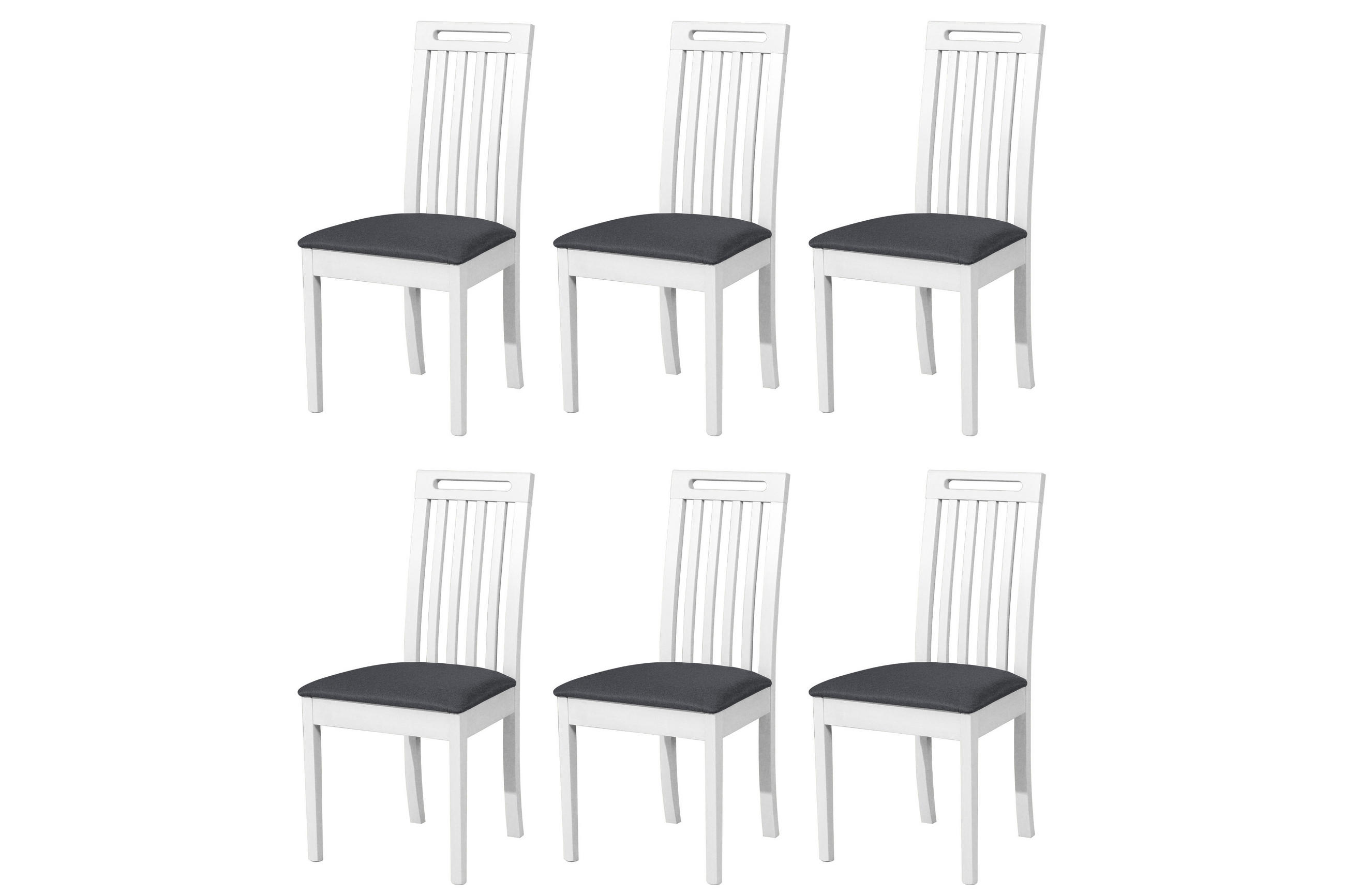 STUHL Roma 10 (6er Set) - Dunkelgrau/Weiß, Holz (47/96/43cm) - Leaf Design