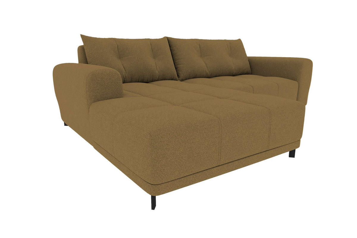 ECKSOFA Massimo Strukturstoff Olivgrün inkl. Schlaffunktion Links - Schwarz/Olivgrün, Textil/Metall (177/246cm) - 99rooms