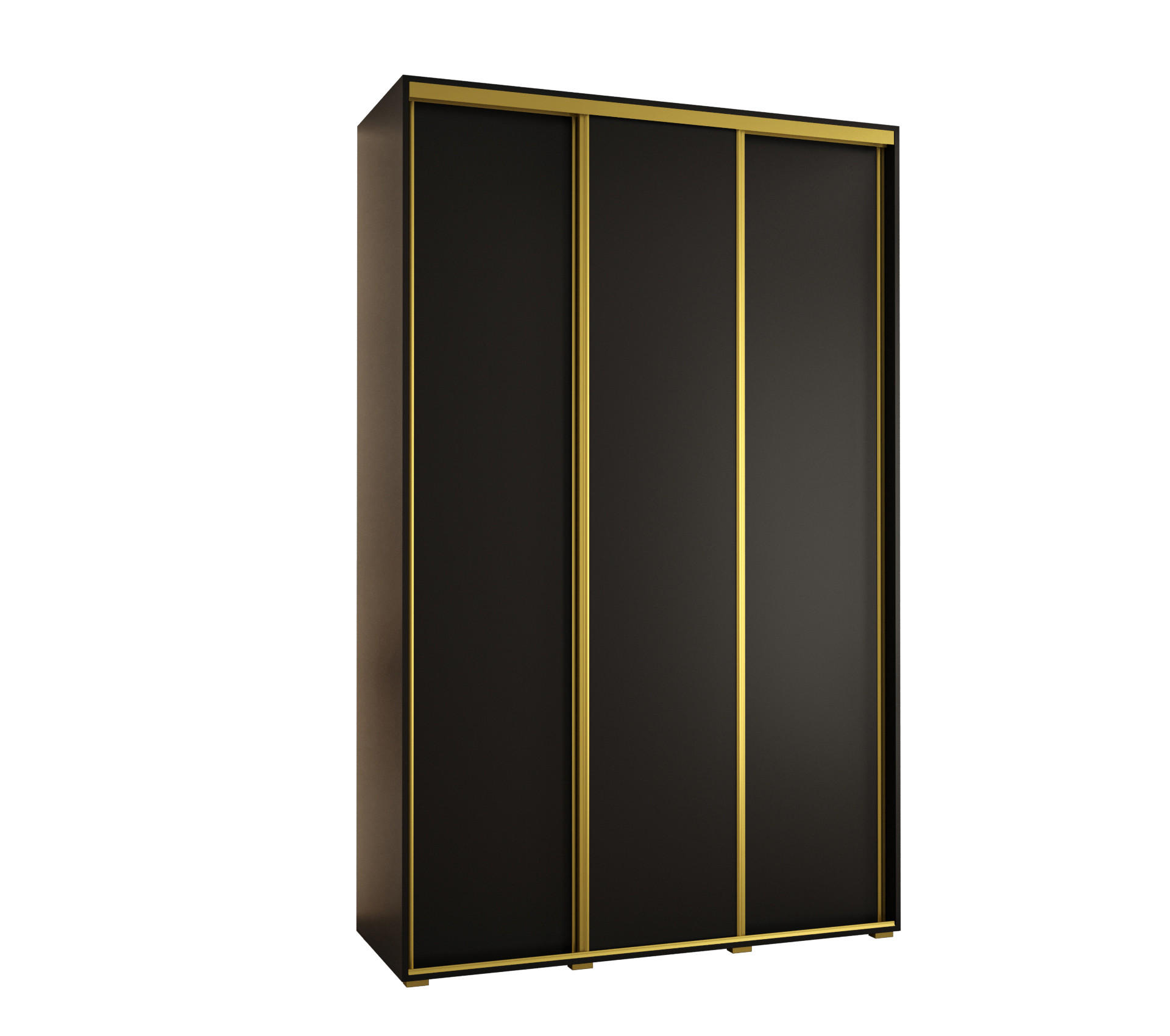 Abiks Möbel Schwebetürenschrank Schwarz, Schwarz, Gold 150x235x45 cm