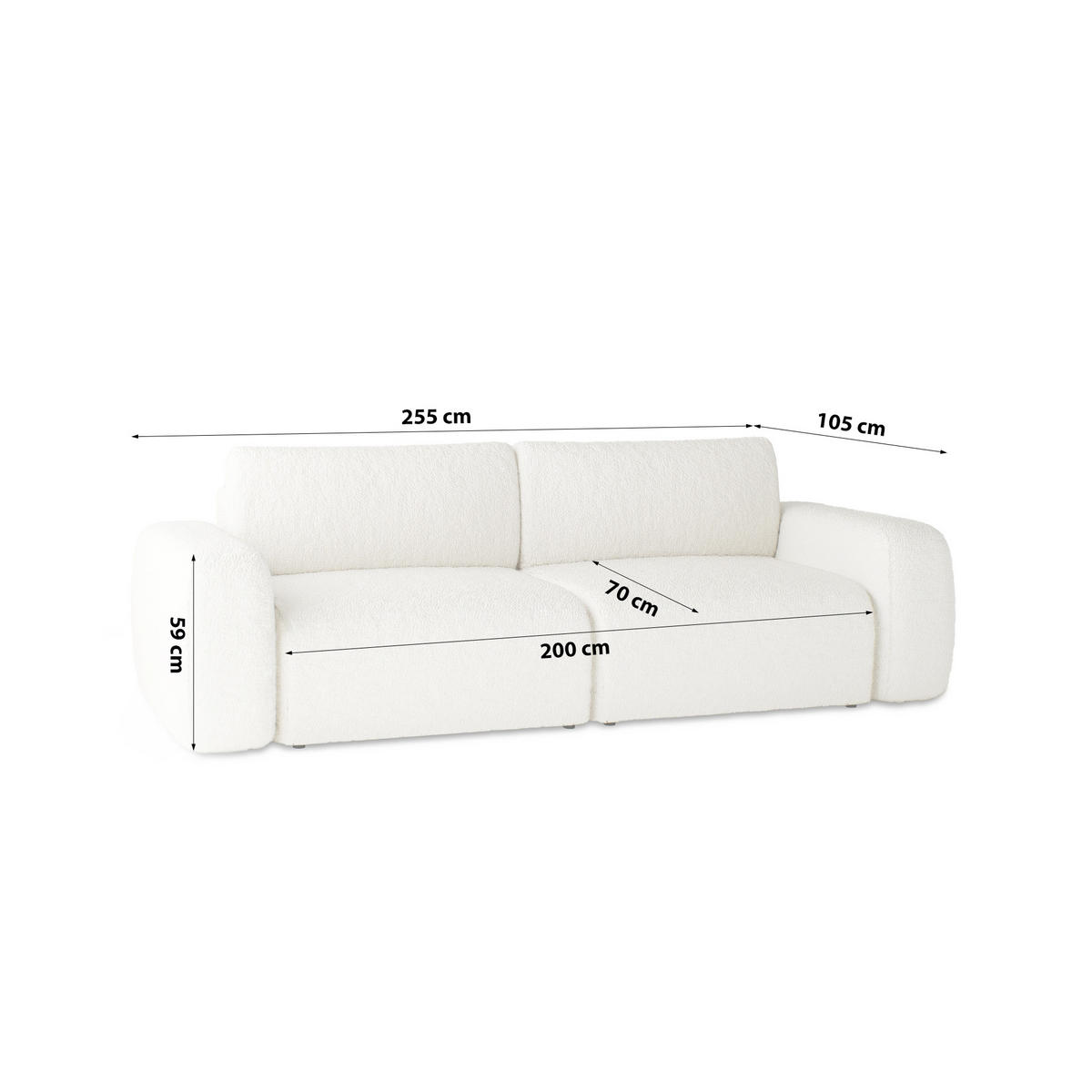 SCHLAFSOFA mit Bettkasten Varde Creme - Creme, Textil (255/85/105cm) - Fedve