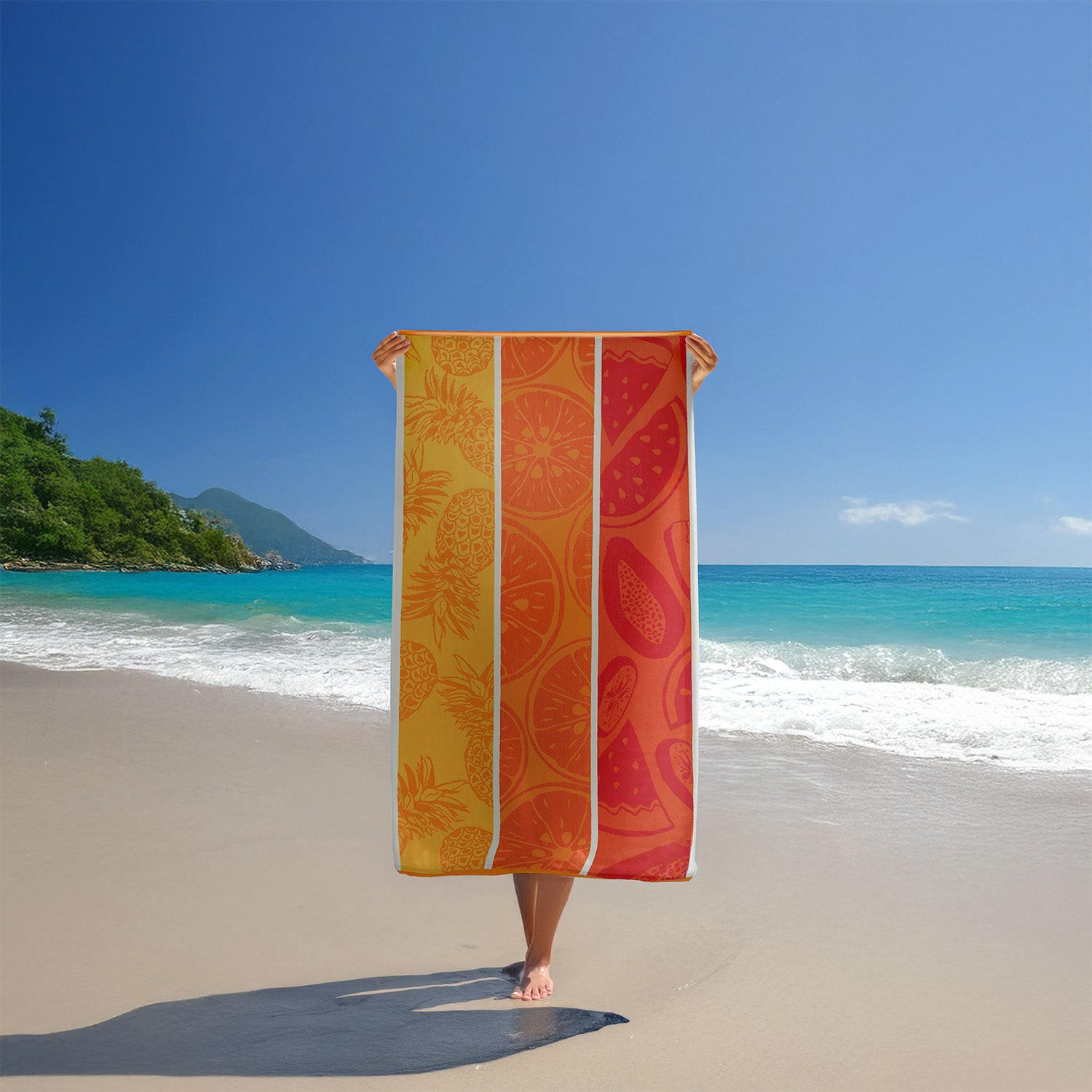 STRANDTUCH Frottee Velours Jacquard Orange 90x170 400g/m² - Frutti - Orange, Textil (90/170cm) - LE COMPTOIR DE LA PLAGE