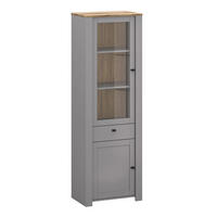 VITRINE Latour grau / Eiche Delano 65 / 42 / 200cm - Braun/Grau, Holz/Holzwerkstoff (65/200/42cm) - Feldmann-Wohnen