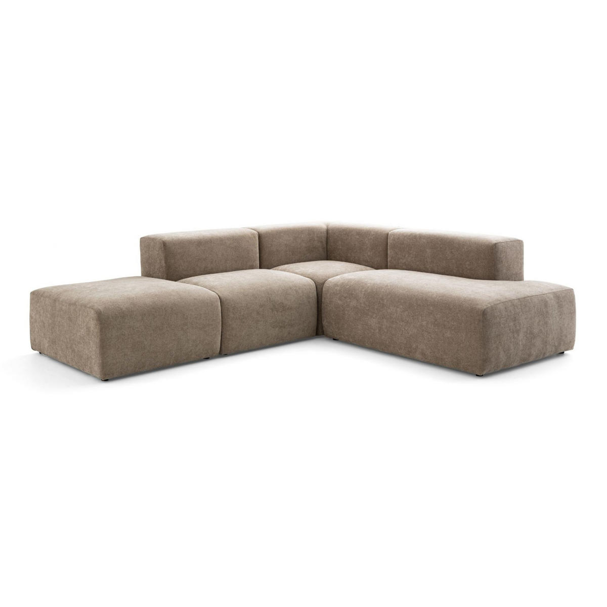 4-SITZER modulares Ecksofa HEAVEN SET 3 Rechts, Breite 270 cm Webstoff Braun - Schwarz/Braun, Holz/Kunststoff (270/245cm) - Muffo