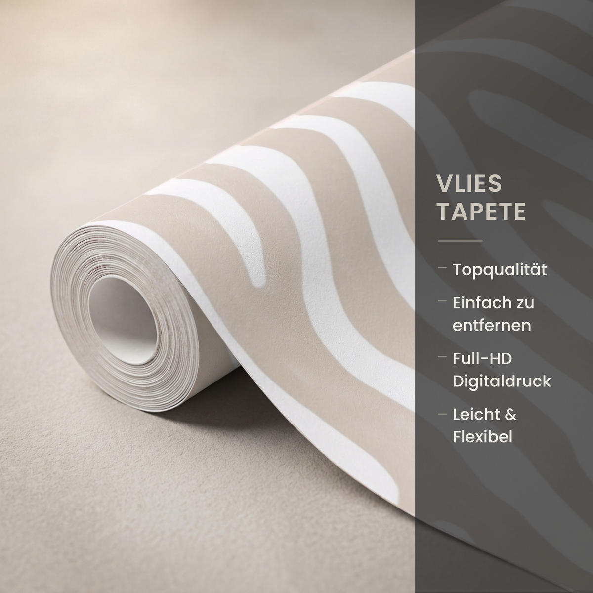 TAPETE - Abstrakt - Zebra - Beige - 140x280 cm - Beige, Papier (140/280cm) - OnlyWow