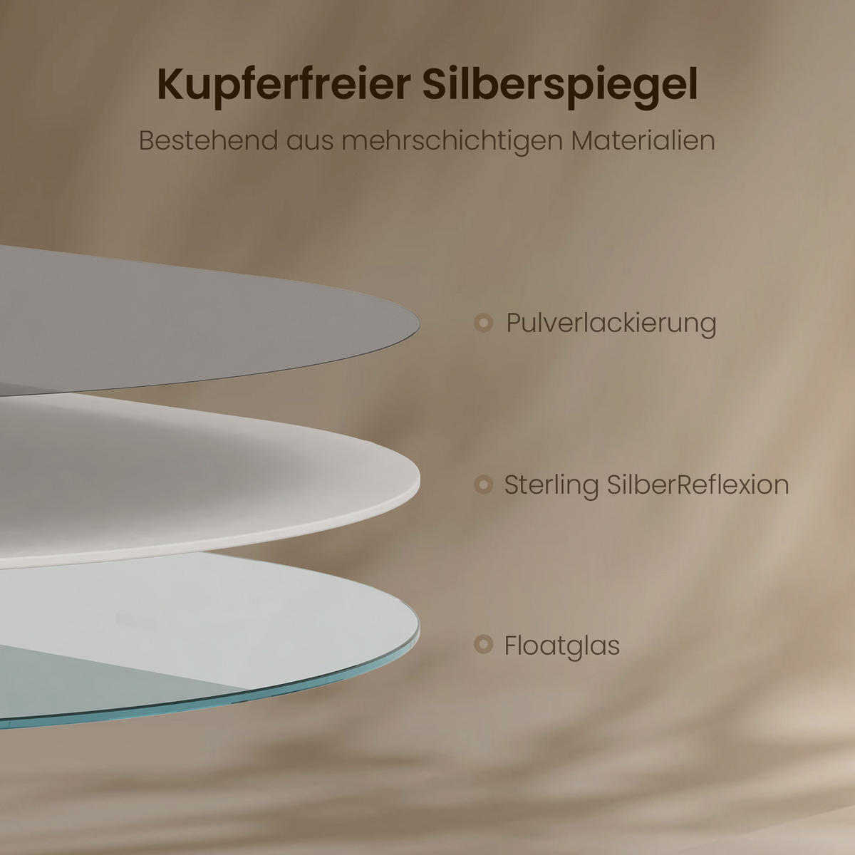 WANDSPIEGEL Glasspiegel Oval Gold 60/45/2 cm - Goldfarben, Glas (45/60/2cm) - EMKE