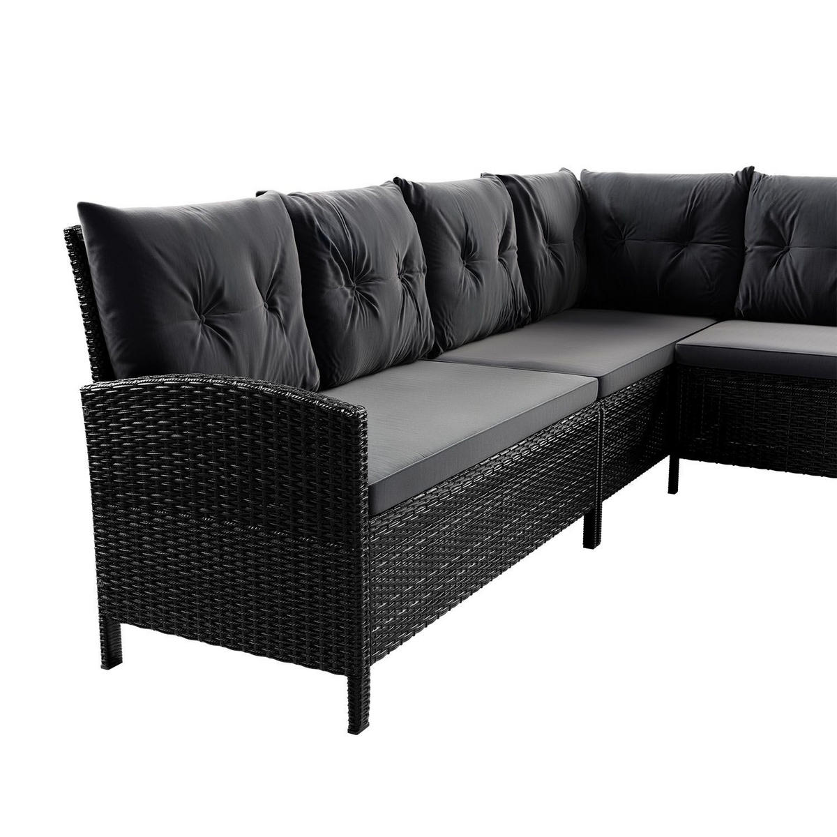 LOUNGEGARNITUR Manacor schwarz, dunkelgrau inkl. Abdeckung - Dunkelgrau, Kunststoff/Metall - Juskys