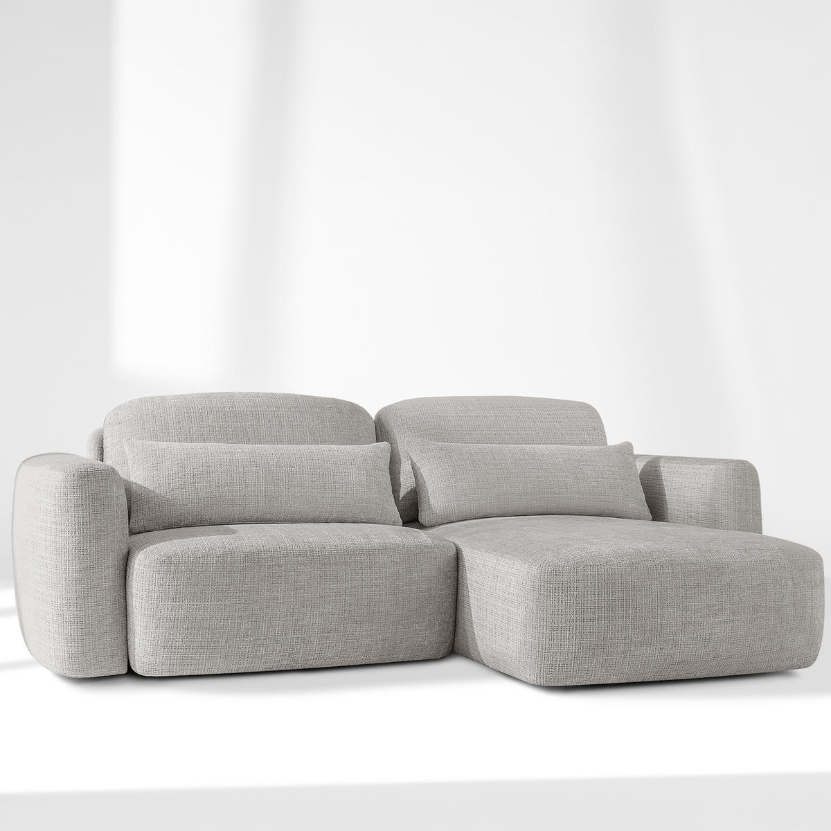 SITZGARNITUR ELOSA - Hellgrau, Holz/Textil (245/85/165cm) - KONSIMO®