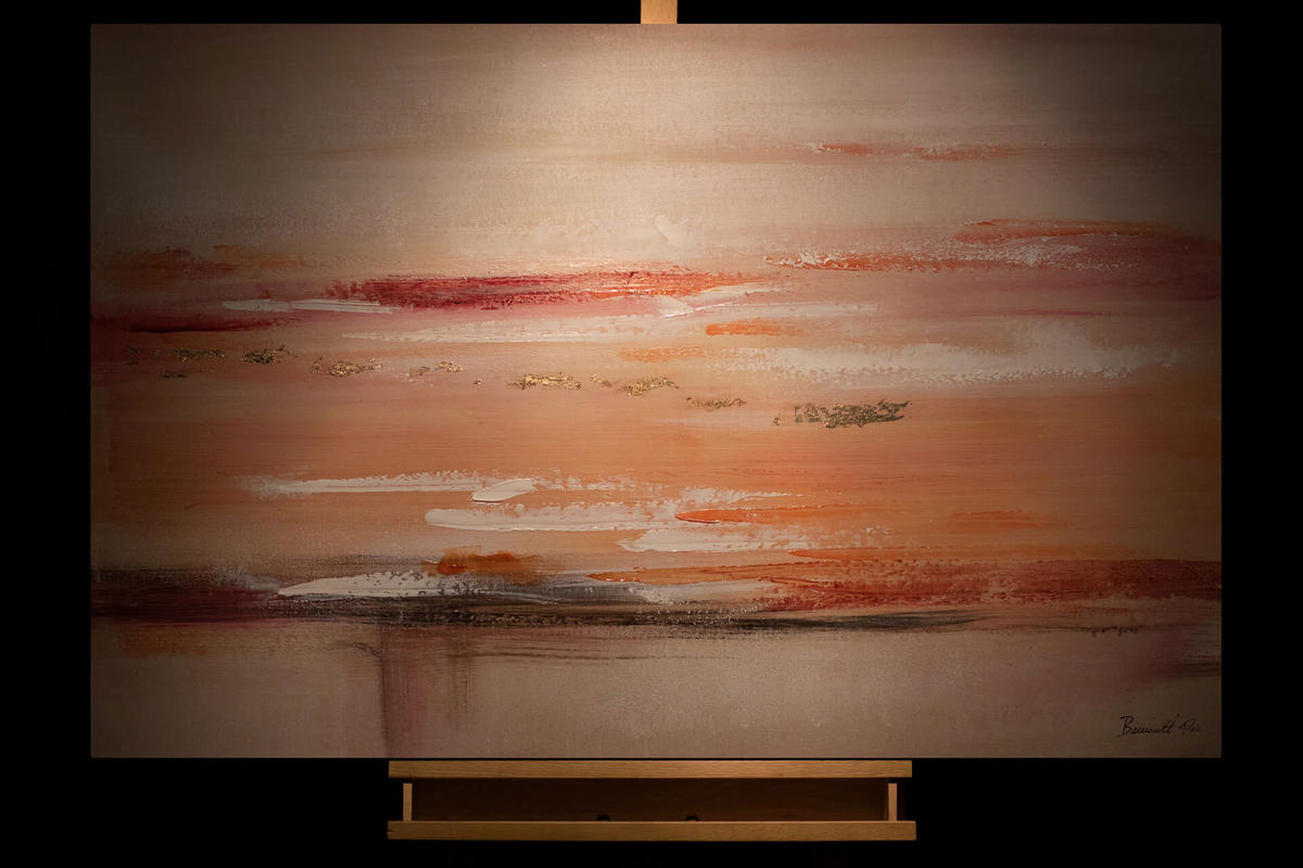 ÖLGEMÄLDE 120/80 cm - Beige/Orange, Holz/Textil (2.2/80cm) - KUNSTLOFT